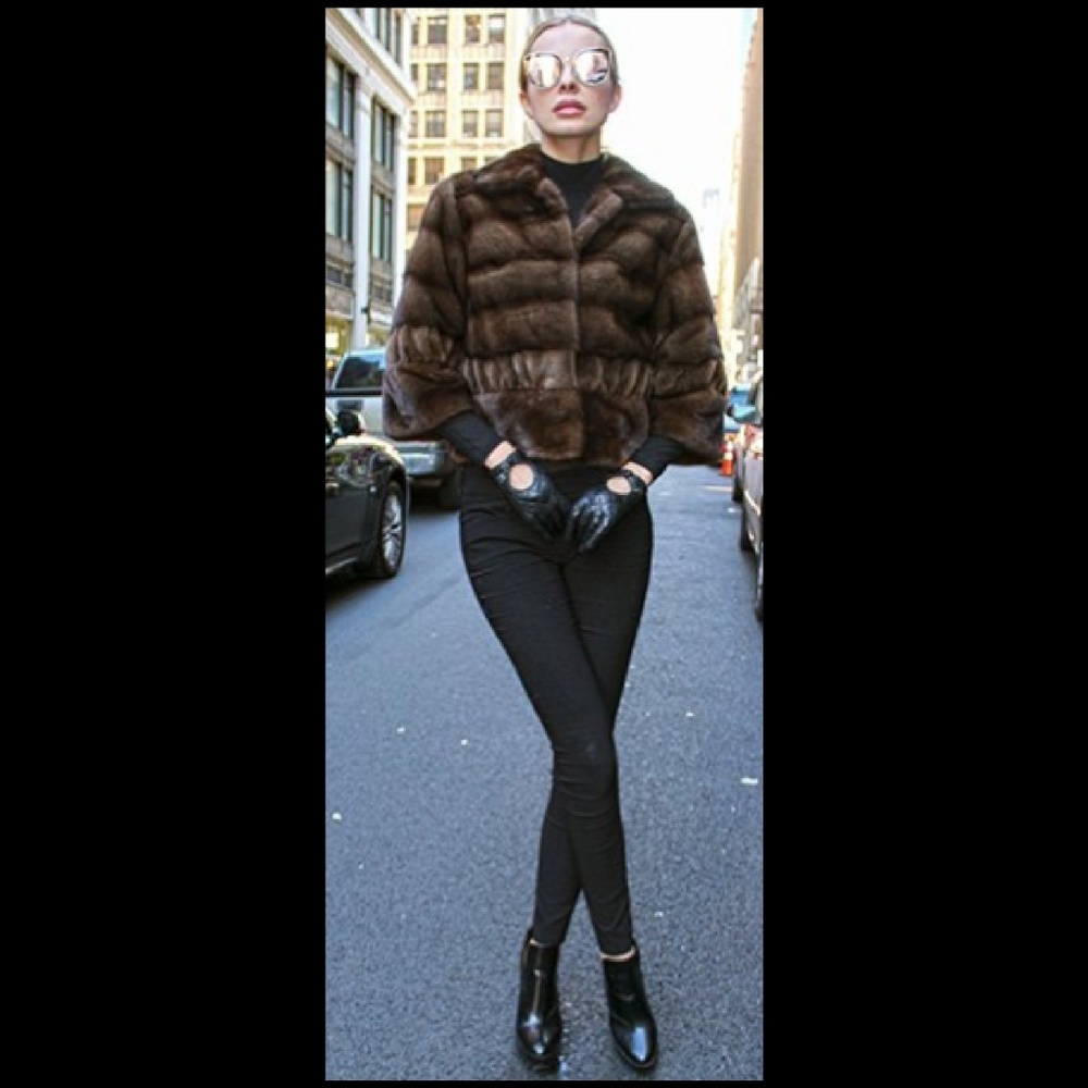 Demi Mink Fur Jacket with Sheared Mink FurTrim